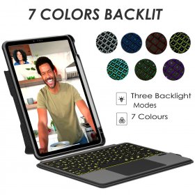 ipad keyboard case for 10.9 inch 2022 iPad Air 5th,2021 iPad Air 4,iPad Pro 11 3rd/2nd/1st Gen,Baaaq Magnetic Detachable Kickstand case with Bluetooth Backlit Keyboard,Click-Anywhere Trackpad-Black